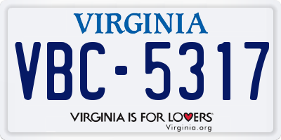 VA license plate VBC5317