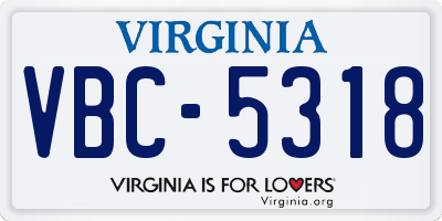 VA license plate VBC5318
