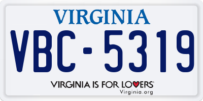 VA license plate VBC5319