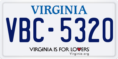 VA license plate VBC5320