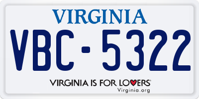 VA license plate VBC5322