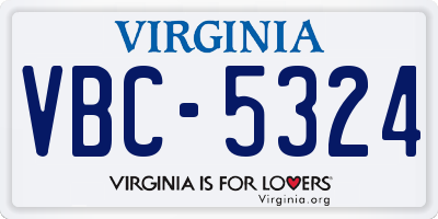 VA license plate VBC5324