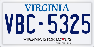 VA license plate VBC5325