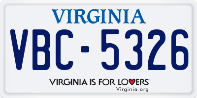 VA license plate VBC5326