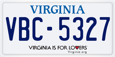 VA license plate VBC5327