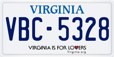 VA license plate VBC5328