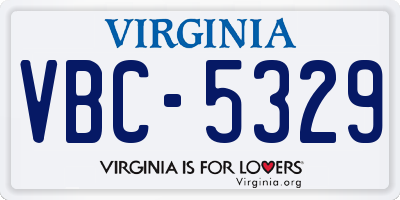 VA license plate VBC5329