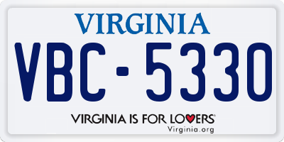 VA license plate VBC5330