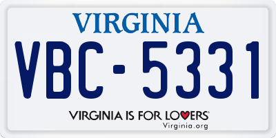 VA license plate VBC5331