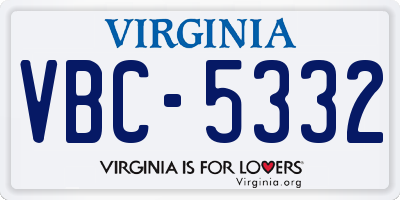 VA license plate VBC5332