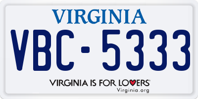 VA license plate VBC5333