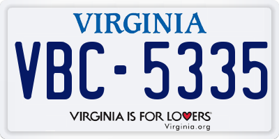VA license plate VBC5335