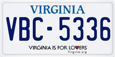 VA license plate VBC5336