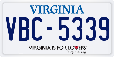 VA license plate VBC5339