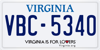 VA license plate VBC5340