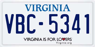 VA license plate VBC5341