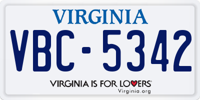 VA license plate VBC5342