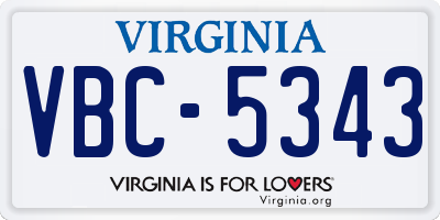 VA license plate VBC5343