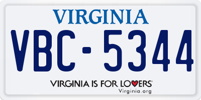 VA license plate VBC5344