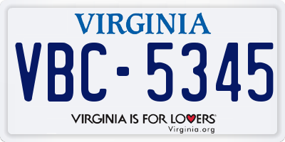 VA license plate VBC5345