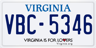 VA license plate VBC5346