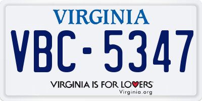 VA license plate VBC5347