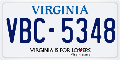 VA license plate VBC5348