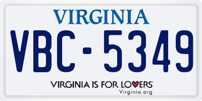 VA license plate VBC5349