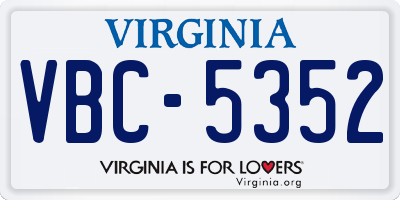 VA license plate VBC5352