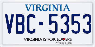 VA license plate VBC5353