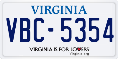VA license plate VBC5354