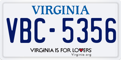 VA license plate VBC5356