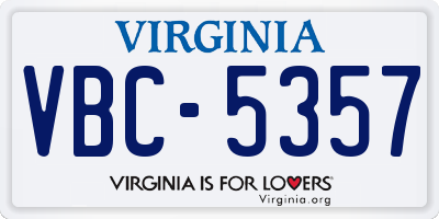 VA license plate VBC5357