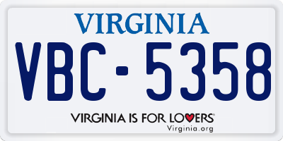 VA license plate VBC5358