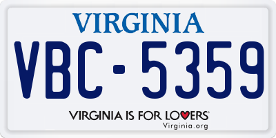 VA license plate VBC5359