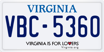 VA license plate VBC5360