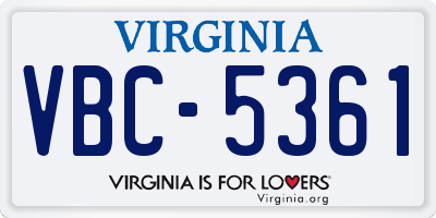 VA license plate VBC5361