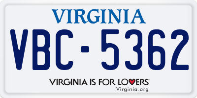 VA license plate VBC5362