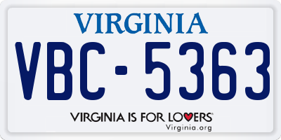 VA license plate VBC5363
