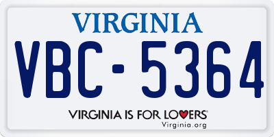 VA license plate VBC5364