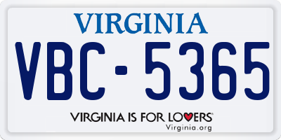 VA license plate VBC5365