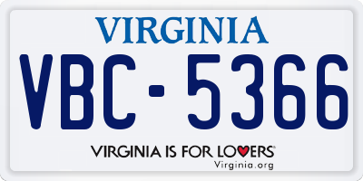 VA license plate VBC5366