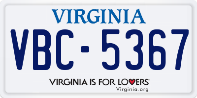VA license plate VBC5367