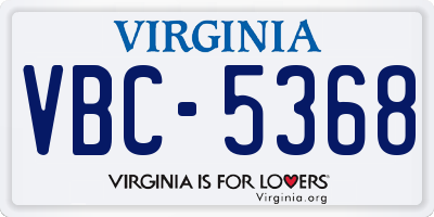 VA license plate VBC5368