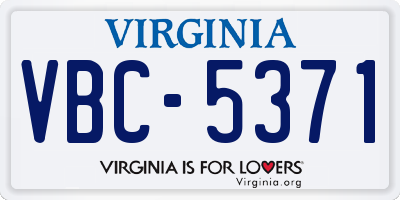 VA license plate VBC5371