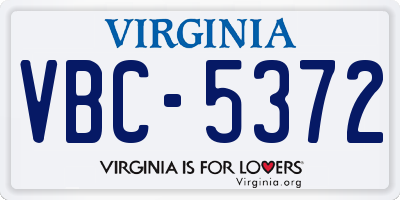 VA license plate VBC5372