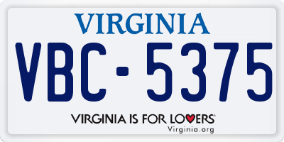 VA license plate VBC5375