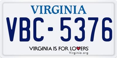 VA license plate VBC5376