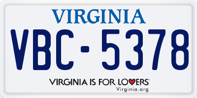 VA license plate VBC5378