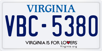 VA license plate VBC5380
